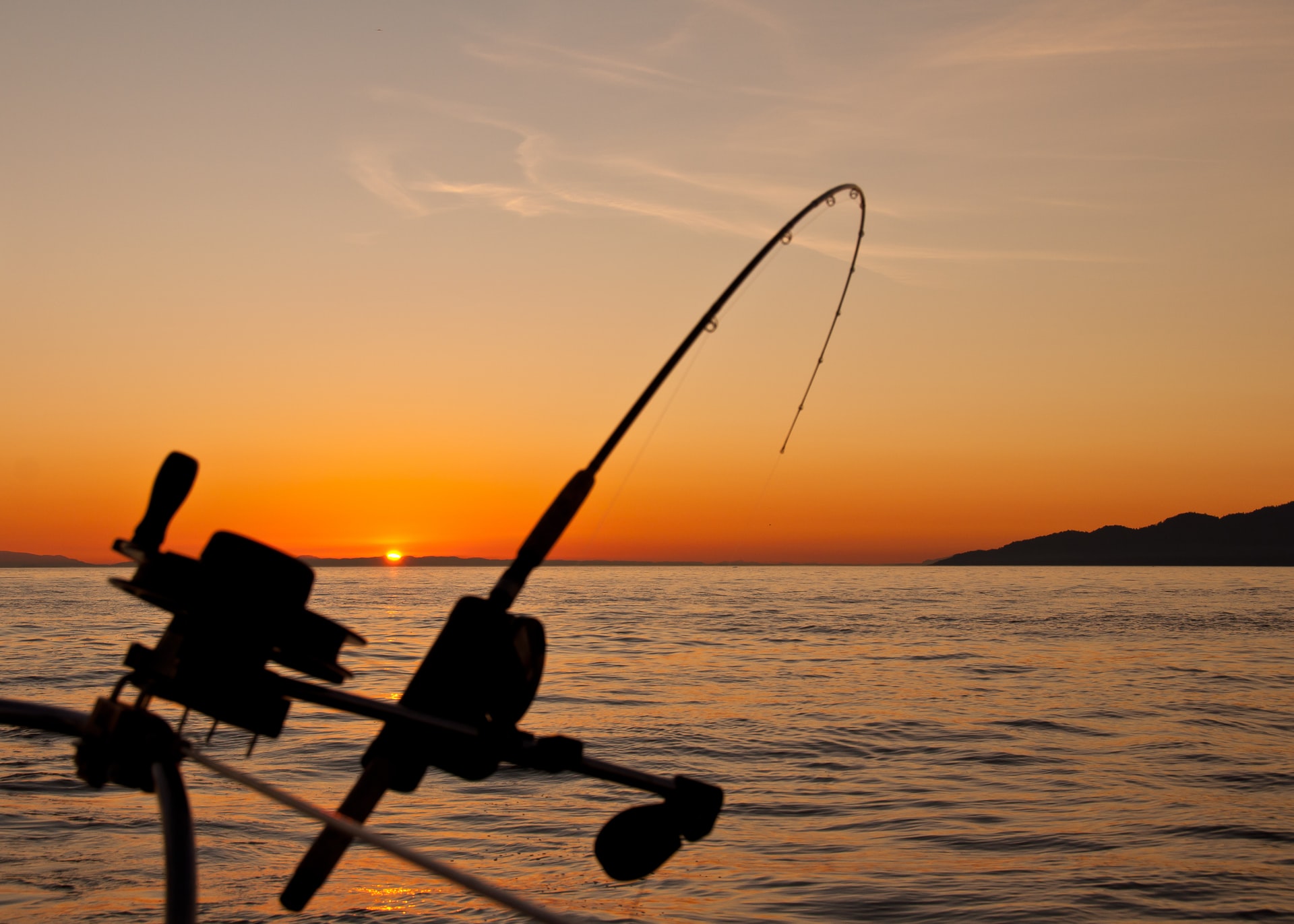 fishing at sunset\