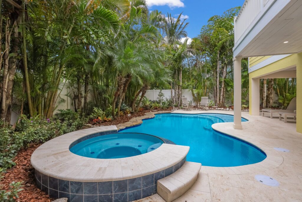 View of the private pool at Absolute Paradise Anna Maria Island vacation rental
